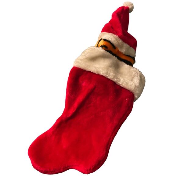 Vintage Disney Tigger with Santa hat Christmas Stocking 3D Plush Head 12" velvet - Picture 2 of 2